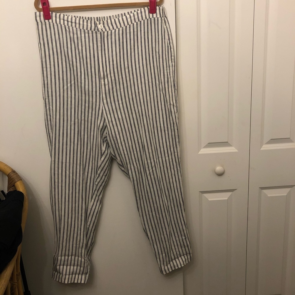 Super high waisted linen striped pants